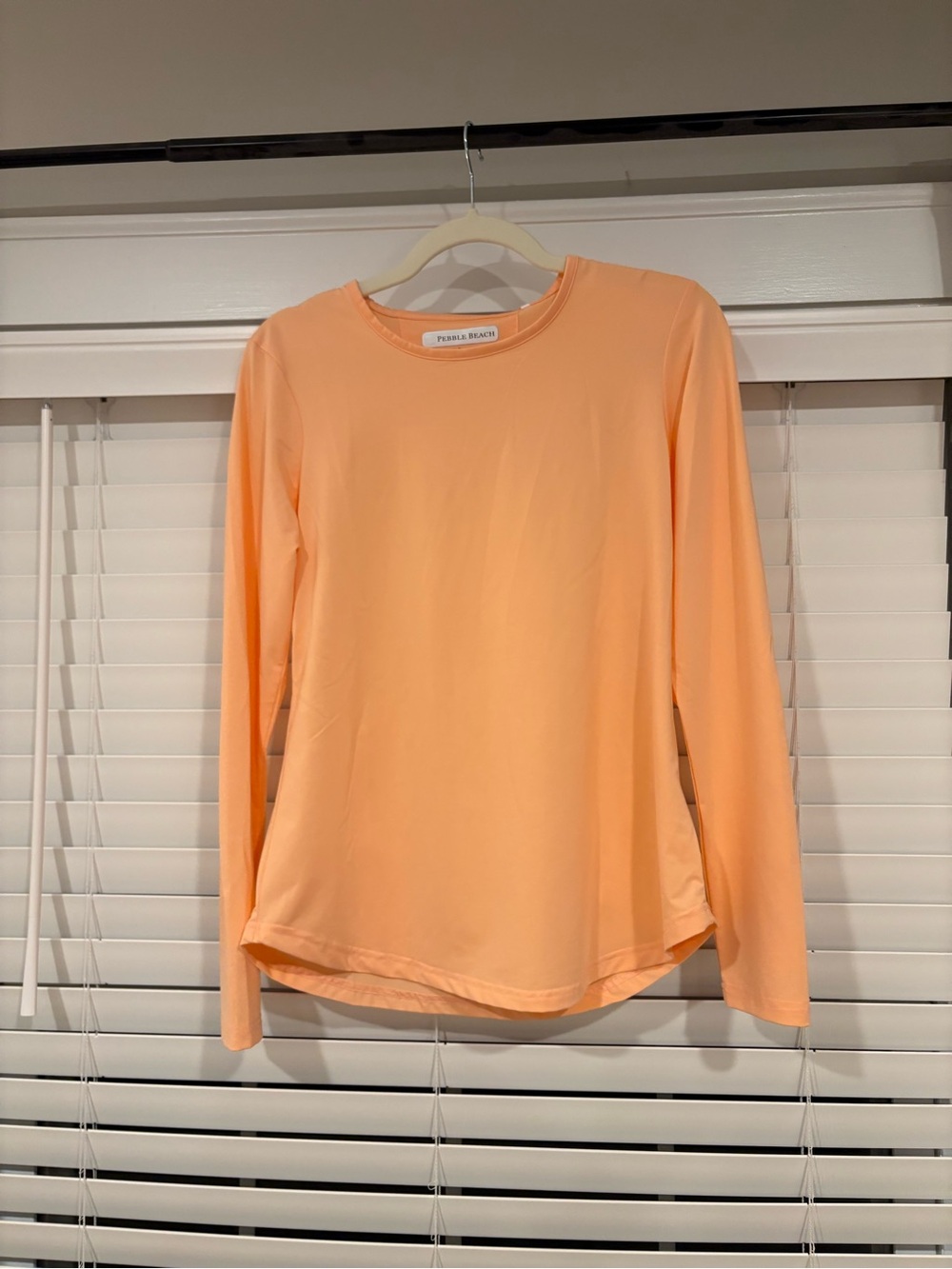 Pebble Beach Peach Long Sleeve Crewneck Top